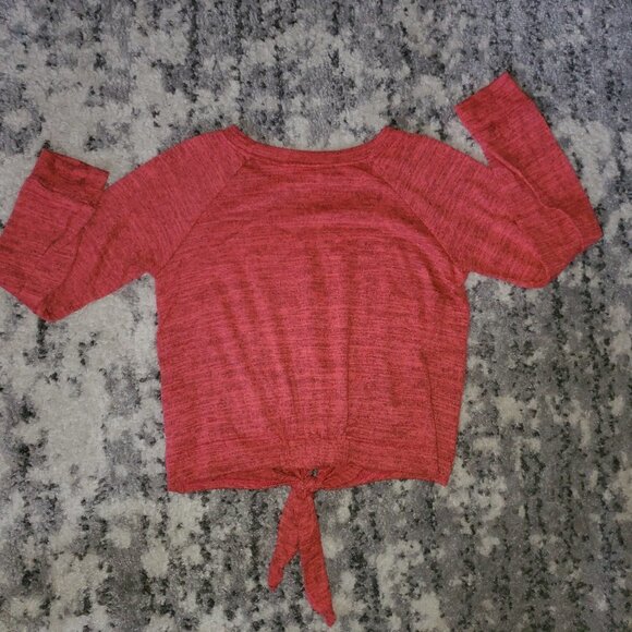 WALKING ON SUNSHINE - Long Sleeve Waffle Tie Front - Picture 1 of 6